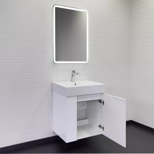 Подвесная тумба-умывальник Comforty Асти-60П белый глянец с раковиной CF3WL032, Выбрать цвет: Белый, изображение 4