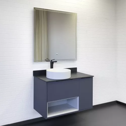 Тумба-умывальник Comforty Джанкой 90 антрацит с черной столешницей и раковиной 9111, изображение 3