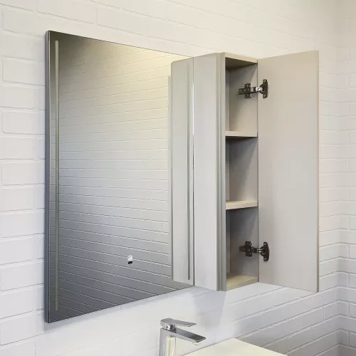 Зеркало-шкаф Comforty Бильбао-80 серый шёлк c LED-подсветкой, изображение 2