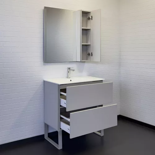 Тумба-умывальник Comforty Бильбао-80Н серый шёлк с раковиной 80E, изображение 5