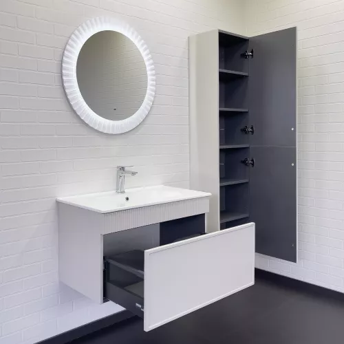 Тумба-умывальник для ванной Comforty Мадрид-80 серый шёлк с раковиной Comforty 80E, Выбрать размер: 80, изображение 5