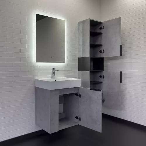 Подвесная тумба-умывальник Comforty Асти-60П бетон светлый с раковиной CF3WL032, Выбрать цвет: Бетон светлый, изображение 6