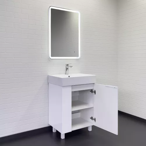 Напольная тумба-умывальник Comforty Асти 60Н белый глянец с раковиной CF3WL032, Выбрать цвет: Белый, изображение 5