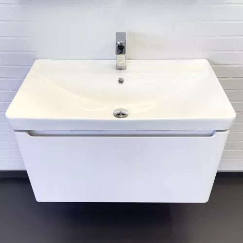 Подвесная тумба-умывальник Comforty Арзамас-80-1 белая матовая с раковиной 4480, Внешний вид: 1 ящик, изображение 2