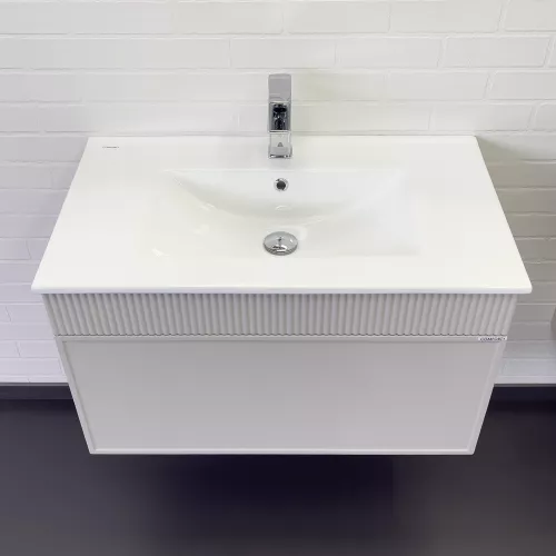 Тумба-умывальник для ванной Comforty Мадрид-80 серый шёлк с раковиной Comforty 80E, Выбрать размер: 80, изображение 2