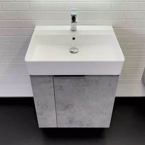 Подвесная тумба-умывальник Comforty Асти-60П бетон светлый с раковиной CF3WL032, Выбрать цвет: Бетон светлый, изображение 3