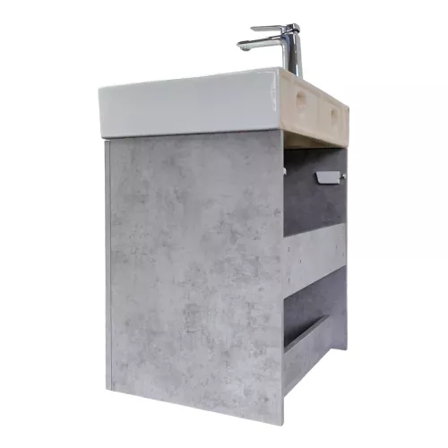 Подвесная тумба-умывальник Comforty Асти-60П бетон светлый с раковиной CF3WL032, Выбрать цвет: Бетон светлый, изображение 4