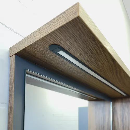 Зеркало-шкаф Comforty Кемер-75 антрацит/дуб тёмно-коричневый LED-подсветка, изображение 3