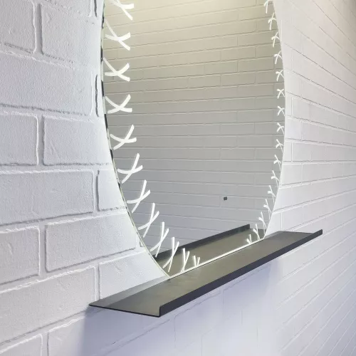 Зеркало для ванной комнаты Comforty Арзамас 80 LED-подсветка, бесконтактный сенсор, полка-графит, изображение 2