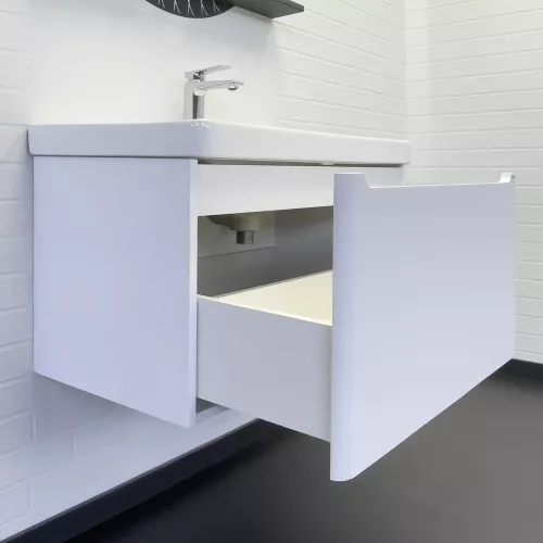 Подвесная тумба-умывальник Comforty Арзамас-80-1 белая матовая с раковиной 4480, Внешний вид: 1 ящик, изображение 3