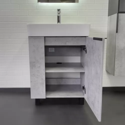 Напольная тумба-умывальник Comforty Асти 60Н бетон светлый с раковиной Comforty CF3WL032, Выбрать цвет: Бетон светлый, изображение 3