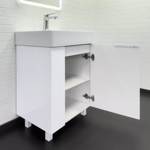 Напольная тумба-умывальник Comforty Асти 60Н белый глянец с раковиной CF3WL032, Выбрать цвет: Белый, изображение 3