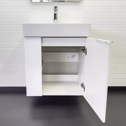 Подвесная тумба-умывальник Comforty Асти-60П белый глянец с раковиной CF3WL032, Выбрать цвет: Белый, изображение 2