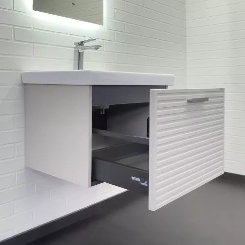 Тумба-умывальник Comforty Касабланка-60/80 серый шёлк с раковиной, Выбрать размер: 60, Внешний вид: с раковиной Moduo 60, изображение 3