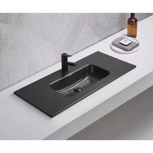 Встраиваемая сверху черная матовая раковина для ванной Gid Bm9010s, Выбрать цвет: Черный матовый