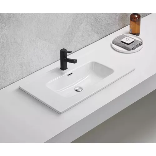 Встраиваемая сверху белая раковина для ванной Gid 9080s, Выбрать цвет: Белый