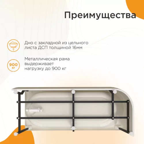 Ванна акриловая Radomir Вальс 3/4 левая/правая, Выбрать размер: 170х70, Ориентация: левая, изображение 8