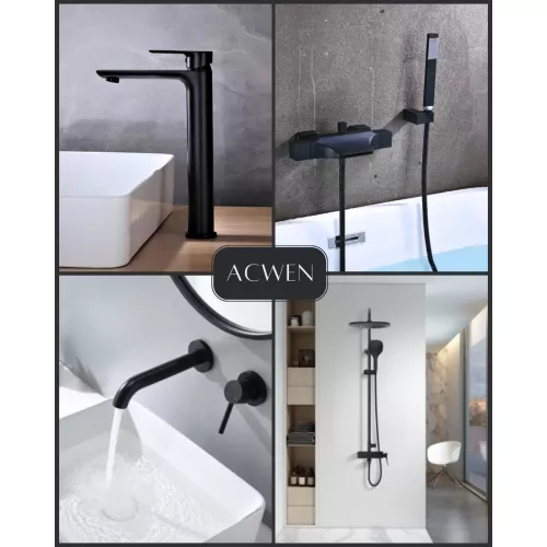 Смеситель для накладной раковины ACWEN 80012B-2 черный матовый, изображение 8