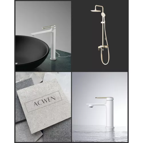 Смеситель для раковины ACWEN JL-11111MW белый/золото, Выбрать цвет: Белый, изображение 7