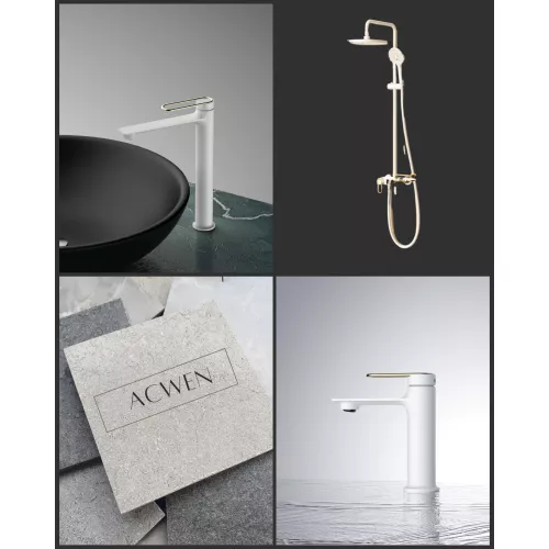 Душевая стойка ACWEN 17111MW белый/золото, Выбрать цвет: Белый, изображение 11