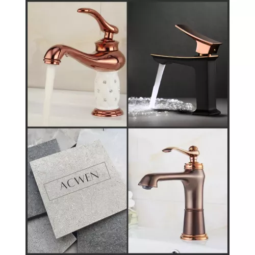 Смеситель  для раковины  ACWEN 610011RB, Выбрать цвет: черный/розовое золото, изображение 9