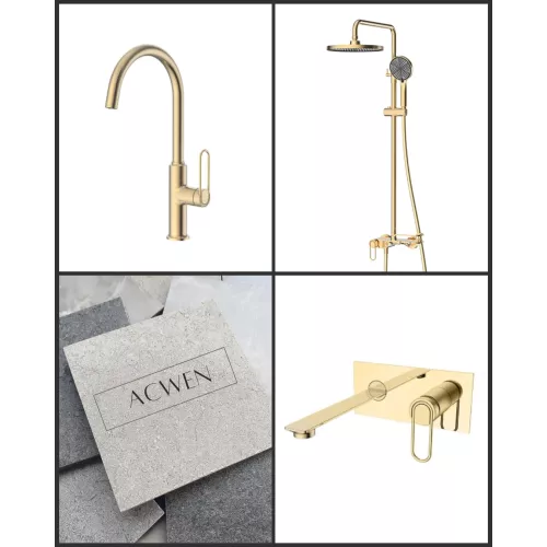 Душевая стойка ACWEN 17111MH золото, Выбрать цвет: Золото матовое, изображение 9