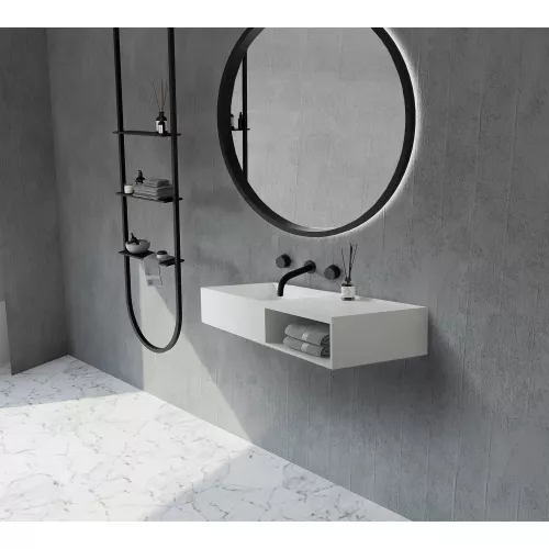 Тумба с раковиной ABBER Stein AS2649 подвесная, белая матовая, Выбрать размер: 80, изображение 4