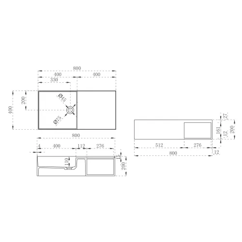 Тумба с раковиной ABBER Stein AS2649 подвесная, белая матовая, Выбрать размер: 80, изображение 5