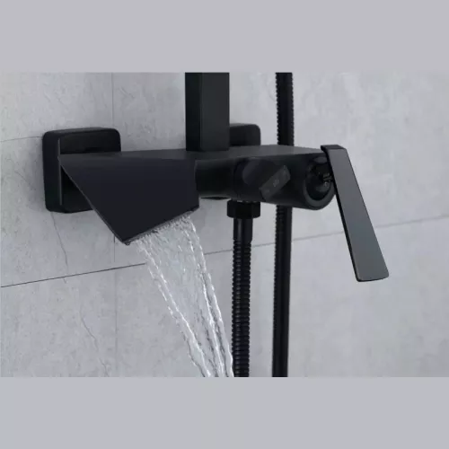 Душевая стойка ACWEN 1901В с изливом, черный матовый, Выбрать цвет:  черный матовый, изображение 2