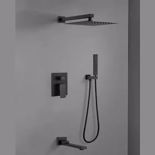 Душевая система ACWEN-80118B  встраиваемая с изливом , черный матовый, Выбрать цвет: Черный матовый, изображение 13