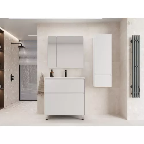 Тумба напольная Style line  "ЛИМА 100/80" эмаль, с раковиной LINE 100/80, 2 ящ., PLUS, белый матовый, Выбрать цвет: Белый, Выбрать размер: 100, Внешний вид: с белой раковиной, изображение 5