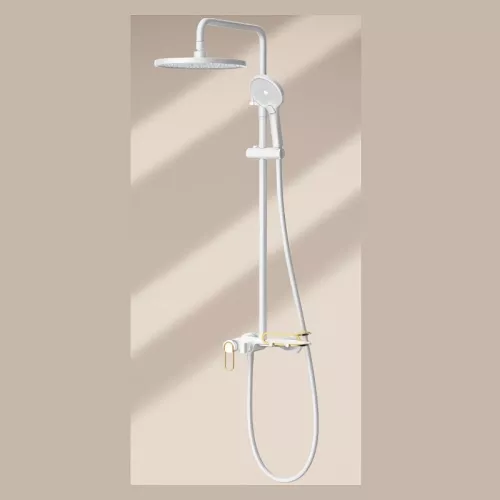 Душевая стойка ACWEN 17111MW белый/золото, Выбрать цвет: Белый, изображение 8