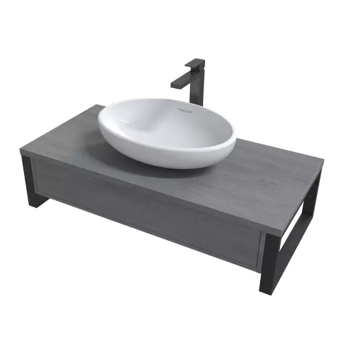 Тумба подвесная 1Marka GRUNGE LOFT  1в.я Бетон лофт, Выбрать цвет: Бетон лофт, Выбрать размер: 100, изображение 4