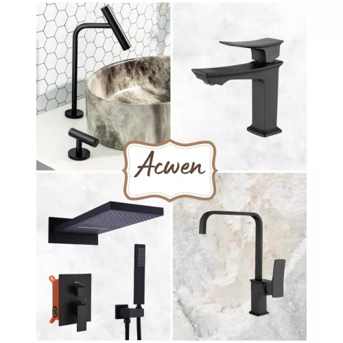 Смеситель для раковины ACWEN BN 063B черный матовый дизайнерский, Выбрать цвет: Чёрный, изображение 9