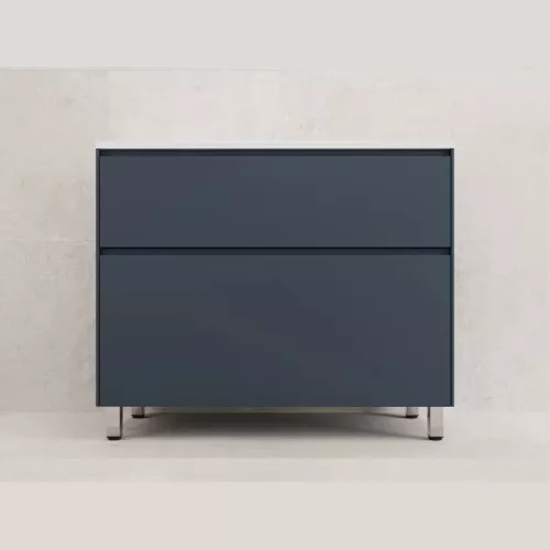 Тумба напольная Style line "ЛИМА 100/80" эмаль, с раковиной LINE 100/80, 2 ящ., PLUS, графит, Выбрать цвет: Графит, Выбрать размер: 100, Внешний вид: с раковиной кварц/серый шелк, изображение 2