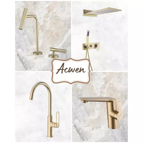 Смеситель для раковины ACWEN BN 063C матовое золото дизайнерский, Выбрать цвет: Золото, изображение 10