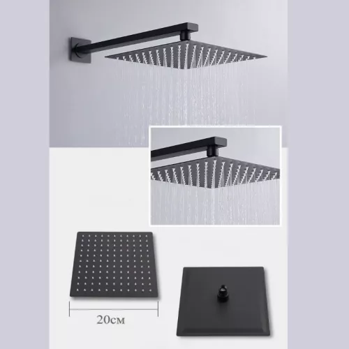 Душевая система ACWEN-80118B  встраиваемая с изливом , черный матовый, Выбрать цвет: Черный матовый, изображение 9