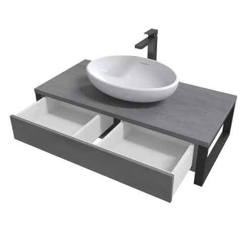 Тумба подвесная 1Marka GRUNGE LOFT  1в.я Бетон лофт, Выбрать цвет: Бетон лофт, Выбрать размер: 100, изображение 5