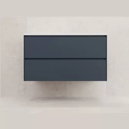 Тумба подвесная Style line "ЛИМА 100/80" эмаль, с раковиной  LINE 100/80, 2 ящ., PLUS, графит, Выбрать цвет: Графит, Выбрать размер: 100, Внешний вид: с белой раковиной