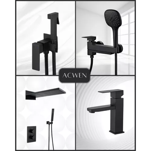 Смеситель для ванны и душа ACWEN BN8669B черный, Выбрать цвет: Черный, изображение 9