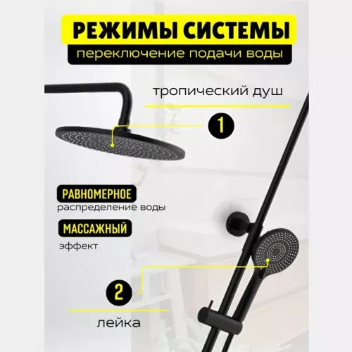 Душевая стойка  ACWEN  80050В с термостатом, Выбрать цвет: Черный, изображение 9