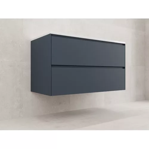 Тумба подвесная Style line "ЛИМА 100/80" эмаль, с раковиной  LINE 100/80, 2 ящ., PLUS, графит, Выбрать цвет: Графит, Выбрать размер: 100, Внешний вид: с белой раковиной, изображение 2