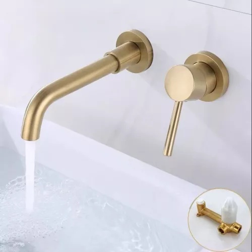 Смеситель для раковины скрытого монтажа ACWEN 6605C матовое золото, Выбрать цвет: Золото, изображение 9