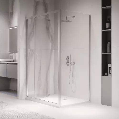 Душевой уголок RGW PA-142 (PA-21+Z-050-5) прозрачное/хром, Цвет стекла: прозрачное, Цвет профиля: Хром, Выбрать размер: 900x1000, изображение 2