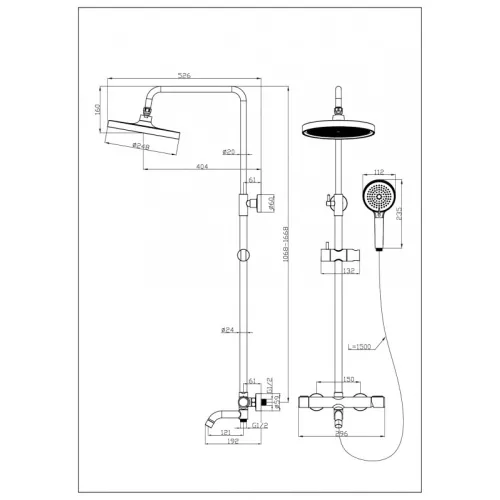 Душевая стойка  ESBANO CELINE (DS-XR) хром глянцевый, Выбрать цвет: Хром, изображение 2