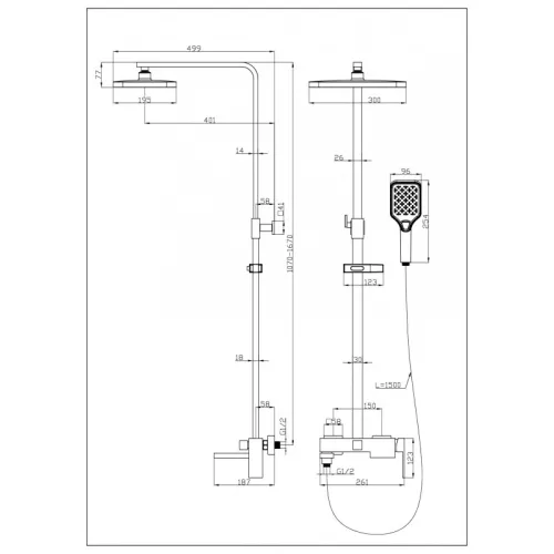 Душевая стойка  ESBANO BASCO (DS-GM) оружейная сталь, Выбрать цвет: Оружейная сталь, изображение 2