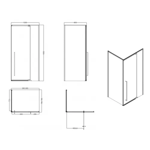 Ограждение душевое ESBANO ESA-108/119/128PS-C хром, Цвет профиля: Хром, Выбрать размер: 100х80, изображение 3
