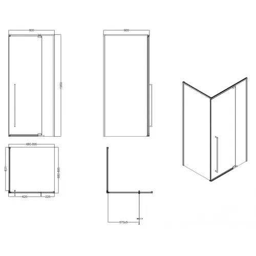 Ограждение душевое ESBANO ESA-90KV-C , 90 х 90 х195, Цвет профиля: Хром, Выбрать размер: 90х90, изображение 3