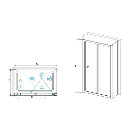 Душевой уголок RGW CL-41 (CL-21 + Z-050-1) прозрачное/хром, Цвет стекла: прозрачное, Цвет профиля: Хром, Выбрать размер: 800x700, изображение 2