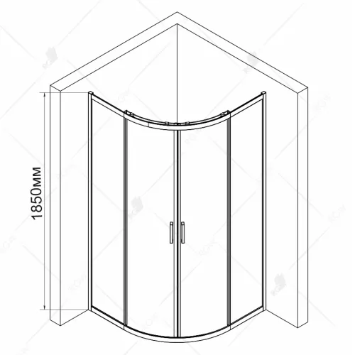 Душевой уголок RGW CL-53 прозрачное/хром, Цвет стекла: прозрачное, Цвет профиля: Хром, Выбрать размер: 900x900, изображение 3